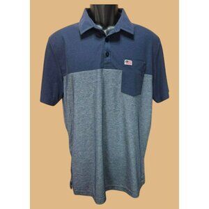 Travis Mathew Mens Polo Medium Navy & Gray Pima Cotton Blend